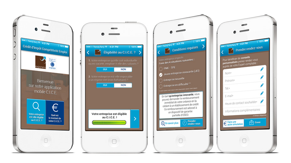 Work: ergonomic, interactive design.  Chartered accountant iPhone app