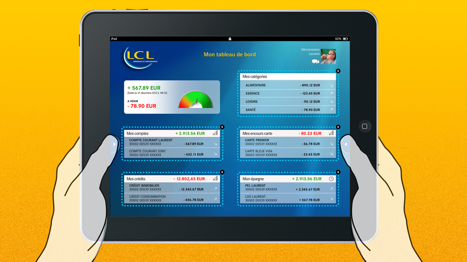 Work: ergonomic, interactive design. Banking iPad app