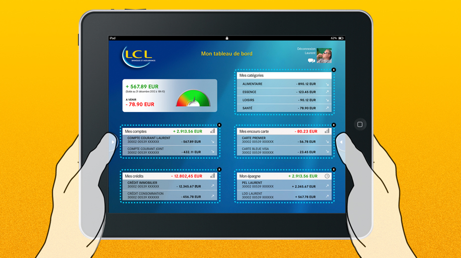 Mission : ergonomie, interactive design. Application iPad banque